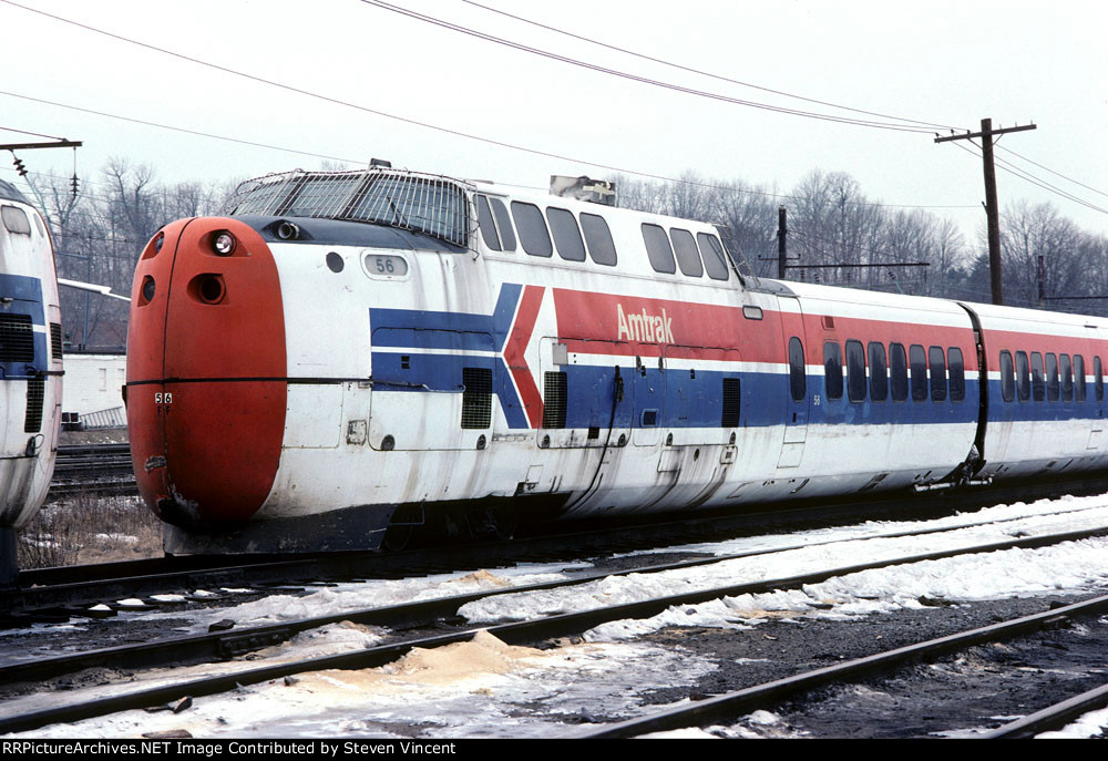 UA Turbo Train AMTK #56 in storage.